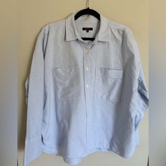 Quince Tops - Quince Organic Cotton Boxy Oxford pale blue